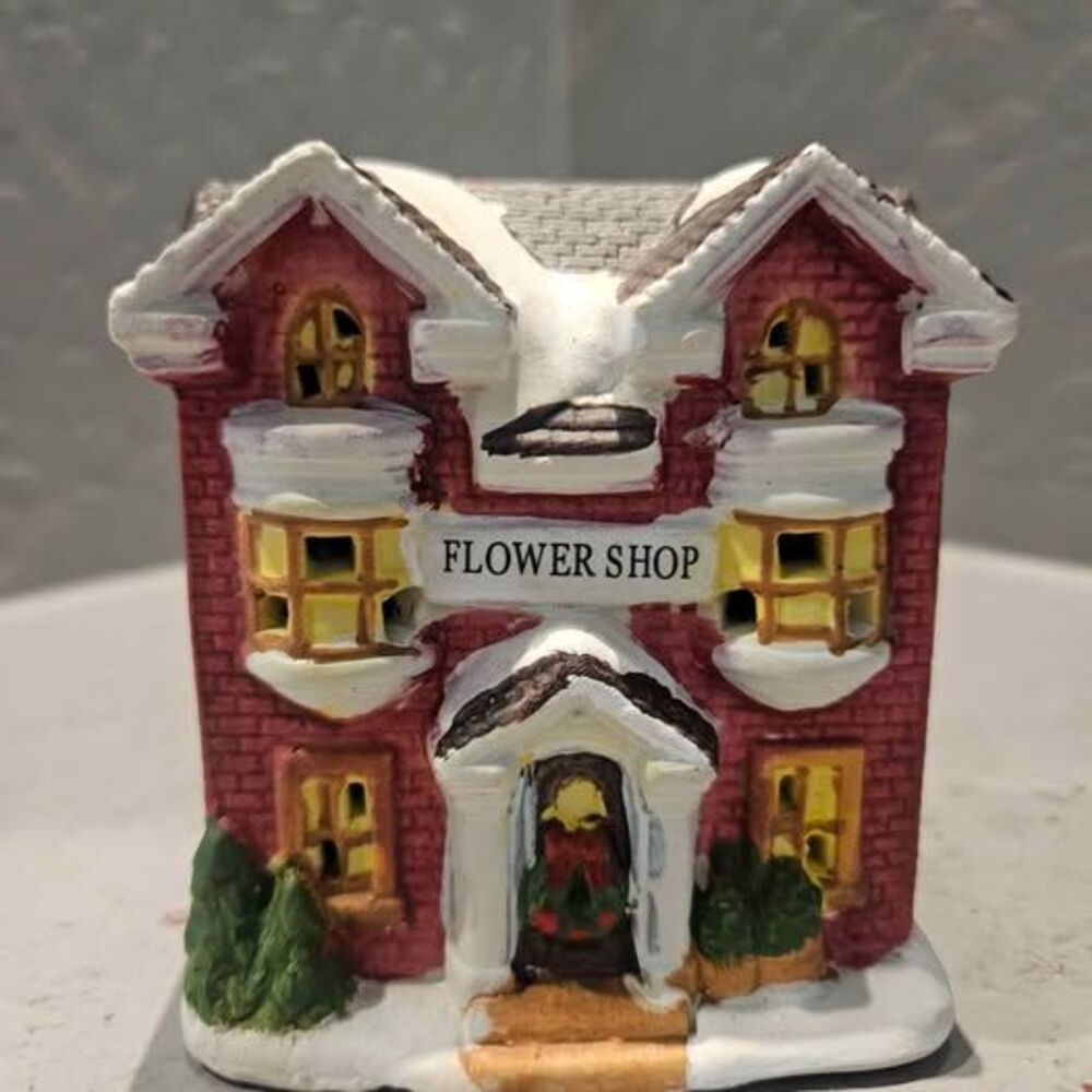 Miniature Ceramic Christmas Village Flower Shop